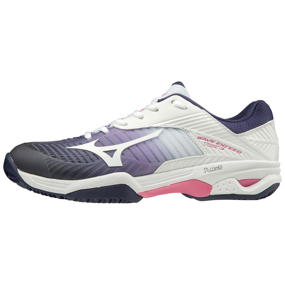 Tenis Netshoes Mizuno WAVE EXCEED TOUR 3CC - Mulher - Branco/Roxo/Rosa - HFQBN3725